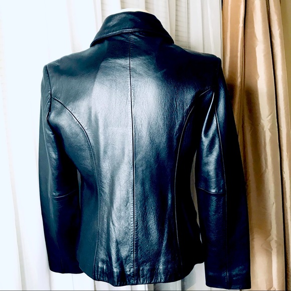 JONES WEAR SPORT lined leather bikercore baddie aesthetic jacket black M - Picture 6 of 11